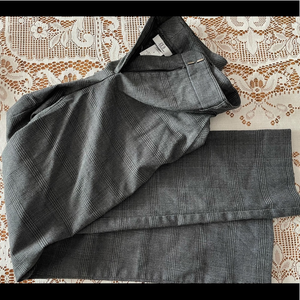 Gray and black plaid dress pants